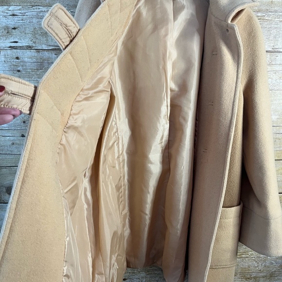Chadwicks Coat Raglan Camel Beige Golden Removable Hood Button Snaps Size 8P EUC - Picture 7 of 7